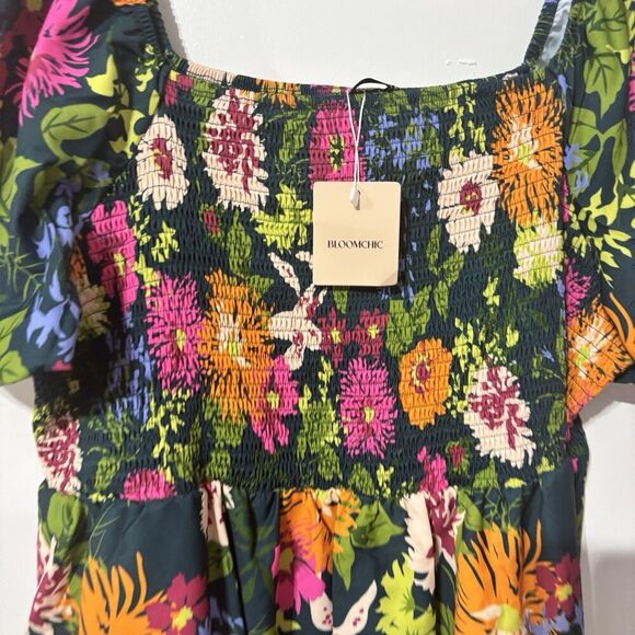 BLOOMCHIC Floral Dress Size US 22-24 UK 26-28 EU 52-54 EEUC Smocked Multicolor - Picture 4 of 8